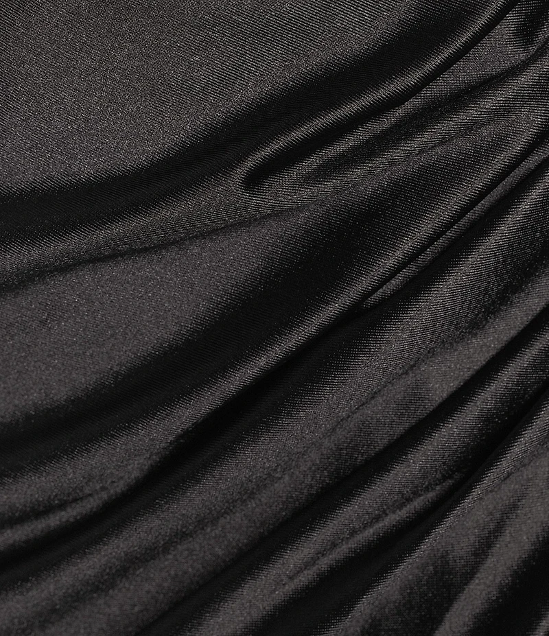 Coya Collection Satin Sheer Beaded Corseted Bodice Fitted Side Slit Lace Up Back Long Dress