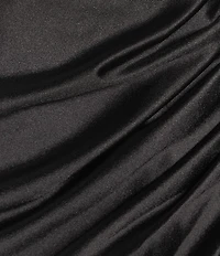 Coya Collection Satin Sheer Beaded Corseted Bodice Fitted Side Slit Lace Up Back Long Dress