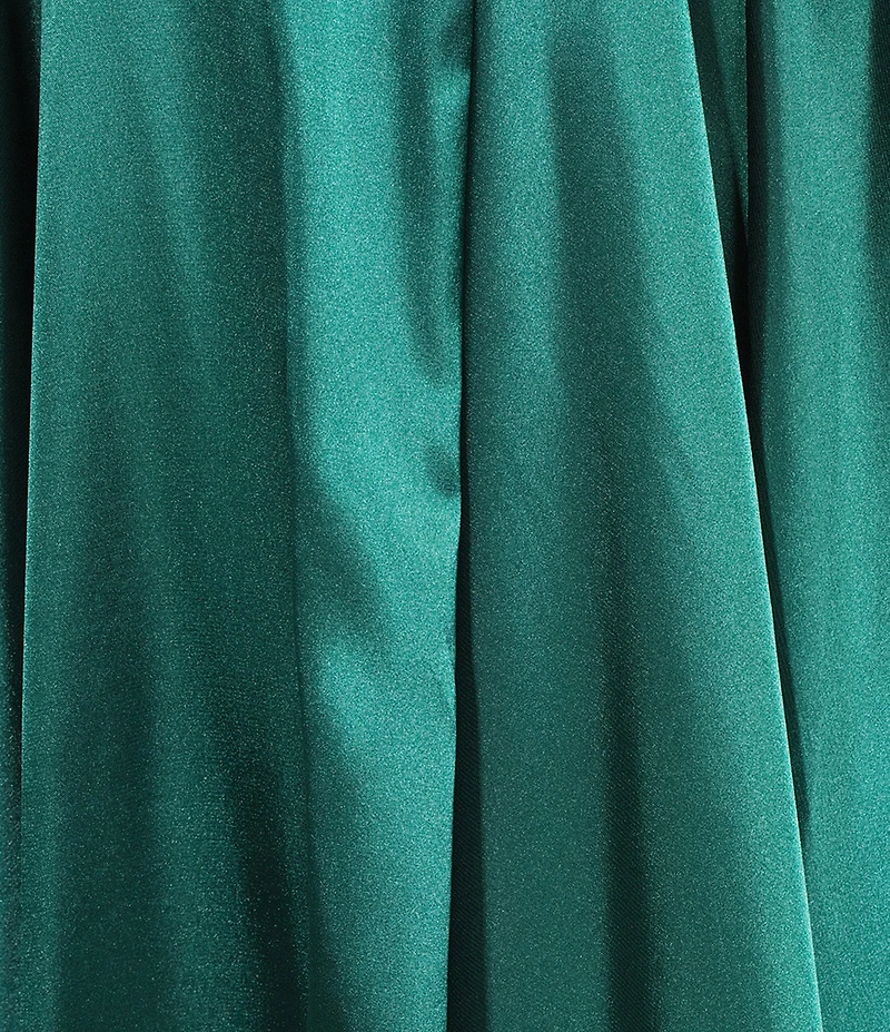 Coya Collection Satin Sweetheart Neck Beaded Stone Illusion Corset Bodice Front Slit A-Line Dress