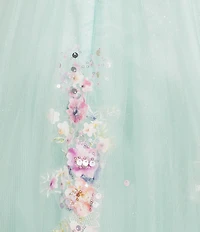 Coya Collection Sleeveless Floral Appliqued Tulle Skirted Ballgown