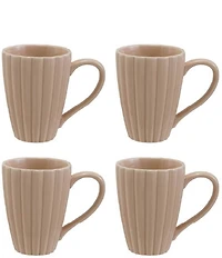Creative Co Op 14-oz. Stoneware Ribbed Mug with Reactive Glaze, Set of 4