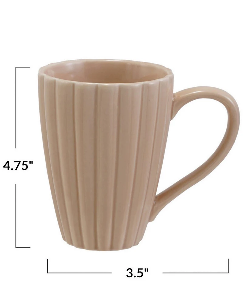 Creative Co Op 14-oz. Stoneware Ribbed Mug with Reactive Glaze, Set of 4