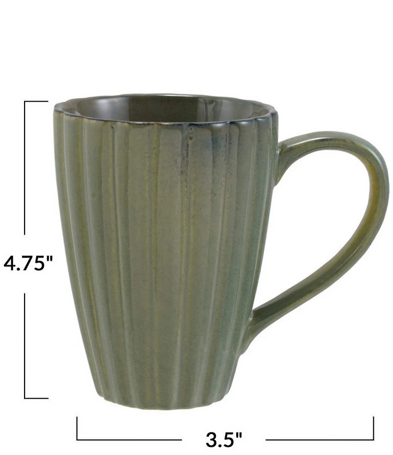 Creative Co Op 14-oz. Stoneware Ribbed Mug with Reactive Glaze, Set of 4