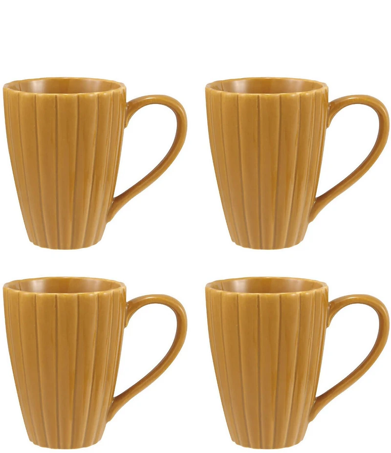 Creative Co Op 14-oz. Stoneware Ribbed Mug with Reactive Glaze, Set of 4