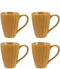 Creative Co Op 14-oz. Stoneware Ribbed Mug with Reactive Glaze, Set of 4