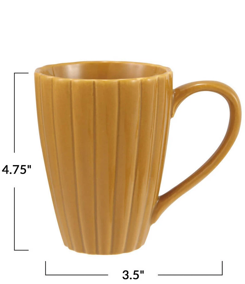 Creative Co Op 14-oz. Stoneware Ribbed Mug with Reactive Glaze, Set of 4