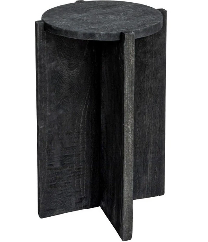 Creative Co Op 19.5#double; Paulownia Wooden Round Accent Table, Black