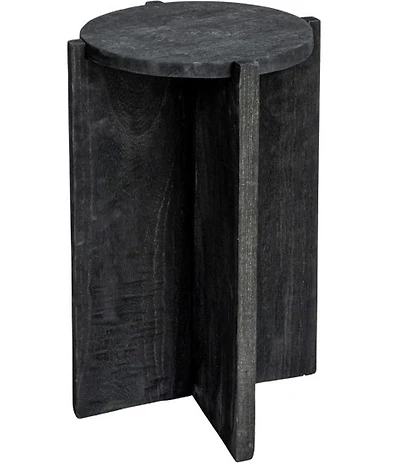 Creative Co Op 19.5#double; Paulownia Wooden Round Accent Table, Black