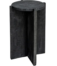 Creative Co Op 19.5#double; Paulownia Wooden Round Accent Table, Black