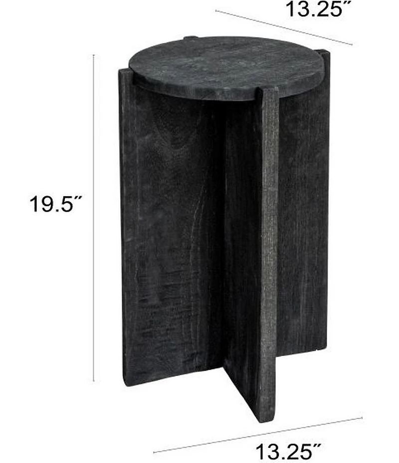 Creative Co Op 19.5#double; Paulownia Wooden Round Accent Table, Black