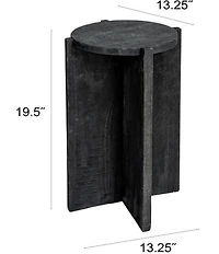 Creative Co Op 19.5#double; Paulownia Wooden Round Accent Table, Black