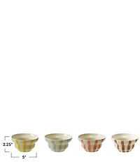 Creative Co Op 4-Piece Hand-Painted Stoneware Striped Bowl Set