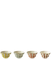 Creative Co Op 4-Piece Hand-Painted Stoneware Striped Bowl Set