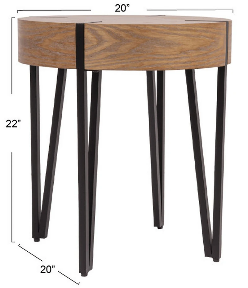Creative Co Op Astoria Wood End Accent Table with Metal Hairpin Legs