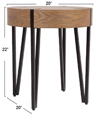 Creative Co Op Astoria Wood End Accent Table with Metal Hairpin Legs