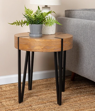 Creative Co Op Astoria Wood End Accent Table with Metal Hairpin Legs