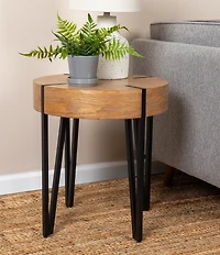Creative Co Op Astoria Wood End Accent Table with Metal Hairpin Legs
