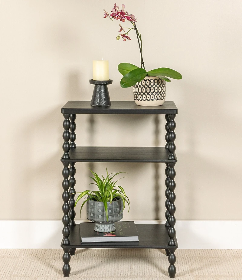 Creative Co Op 3-Tier Wooden Bobbin Spindle Leg Rectangular Accent Table