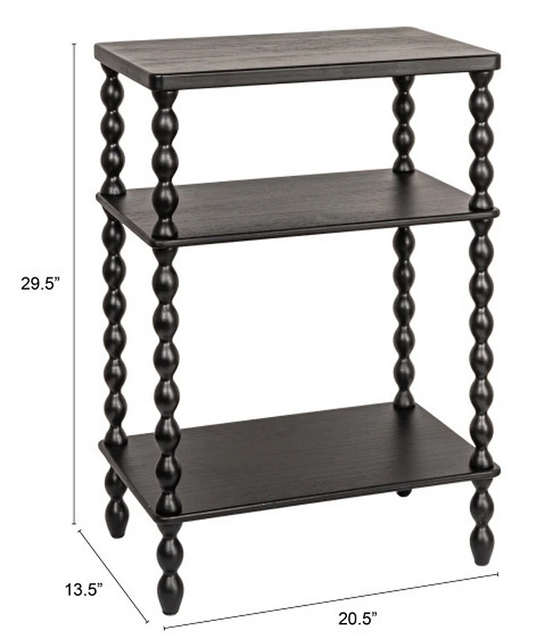 Creative Co Op 3-Tier Wooden Bobbin Spindle Leg Rectangular Accent Table