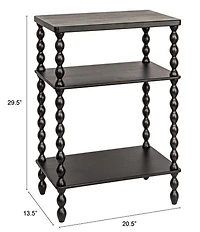 Creative Co Op 3-Tier Wooden Bobbin Spindle Leg Rectangular Accent Table