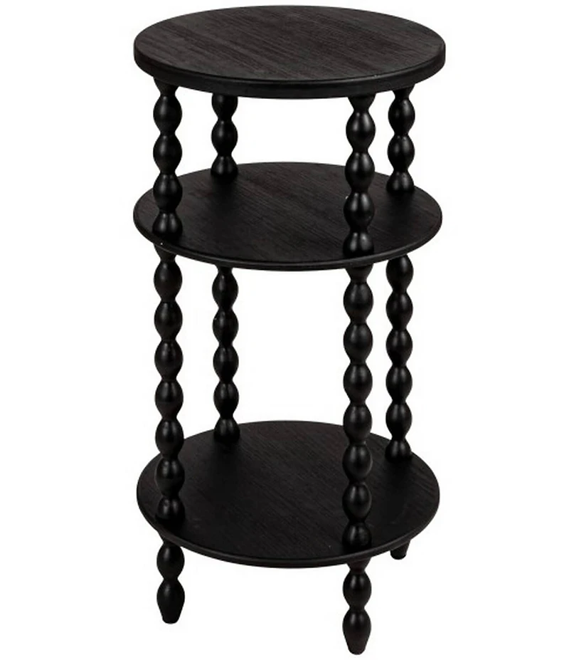 Creative Co Op Classic Bobbin Leg Wooden Round Shelf Accent Table