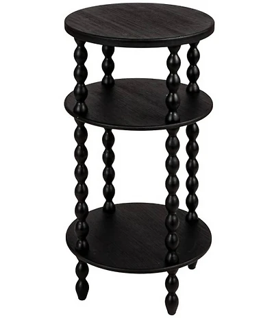 Creative Co Op Classic Bobbin Leg Wooden Round Shelf Accent Table
