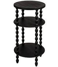 Creative Co Op Classic Bobbin Leg Wooden Round Shelf Accent Table