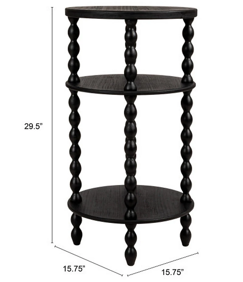Creative Co Op Classic Bobbin Leg Wooden Round Shelf Accent Table