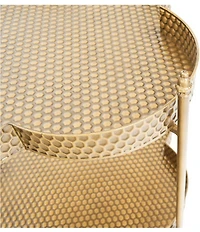 Creative Co Op Clover Shaped 2-Tier Hammered Metal Bar Cart with Wheels