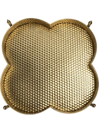 Creative Co Op Clover Shaped 2-Tier Hammered Metal Bar Cart with Wheels