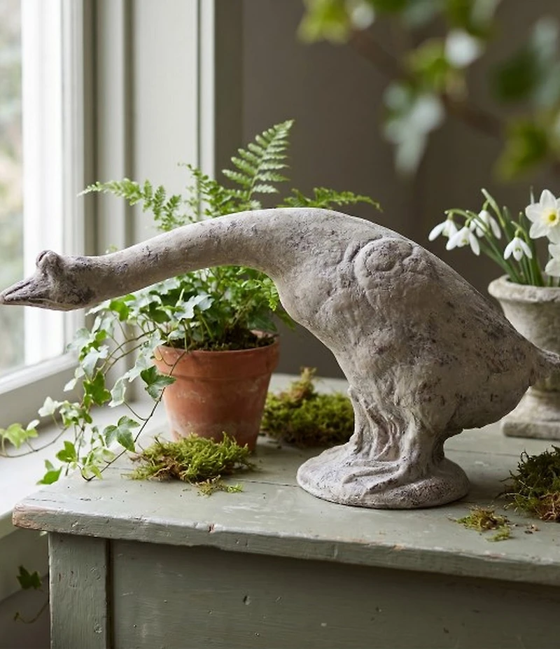 Creative Co Op Distressed Magnesia Leaning Goose Figurine