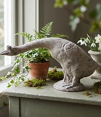 Creative Co Op Distressed Magnesia Leaning Goose Figurine