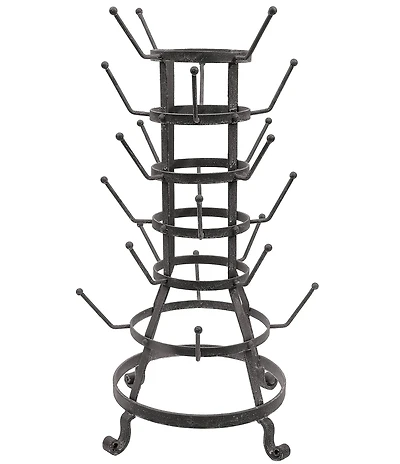 Creative Co Op Farmhouse Metal Bottle Holder with 24 Hooks