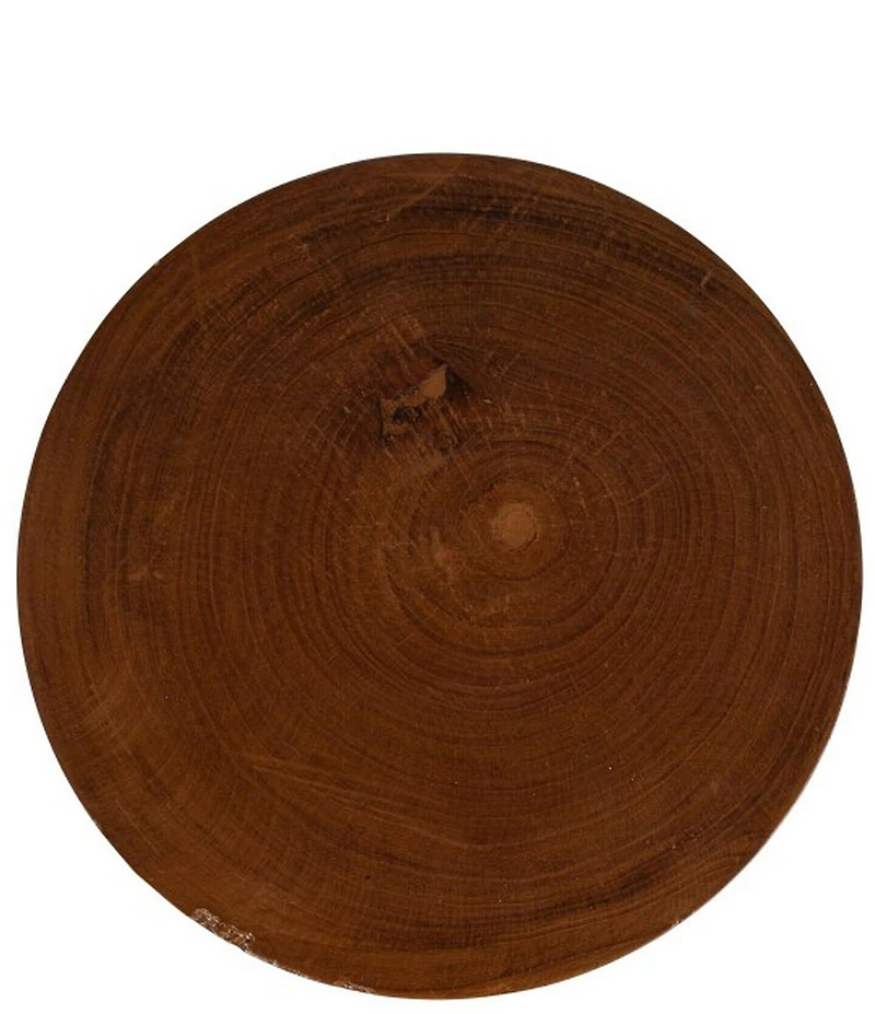 Creative Co Op Hand-Carved Wood Vertical Stripes Side Accent Table