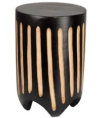 Creative Co Op Hand-Carved Wood Vertical Stripes Side Accent Table