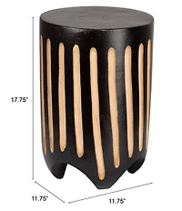 Creative Co Op Hand-Carved Wood Vertical Stripes Side Accent Table