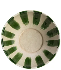 Creative Co Op Hand-Painted Stoneware Footed Bowl with Stripes