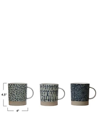 Creative Co Op Hand-stamped Coffee Mug, Set of 3