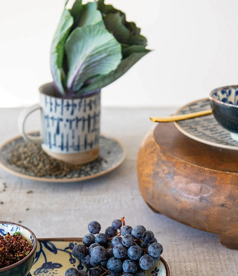 Creative Co Op Hand-stamped Coffee Mug, Set of 3