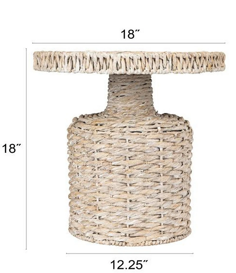 Creative Co Op Hand-Woven Water Hyacinth Accent Table