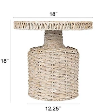 Creative Co Op Hand-Woven Water Hyacinth Accent Table