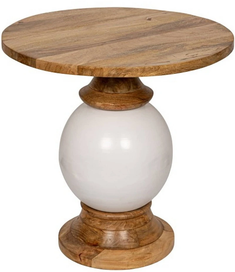 Creative Co Op Mango Wood and Metal Round Pedestal Accent Table