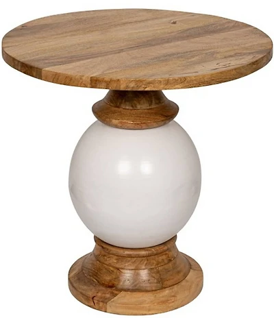 Creative Co Op Mango Wood and Metal Round Pedestal Accent Table