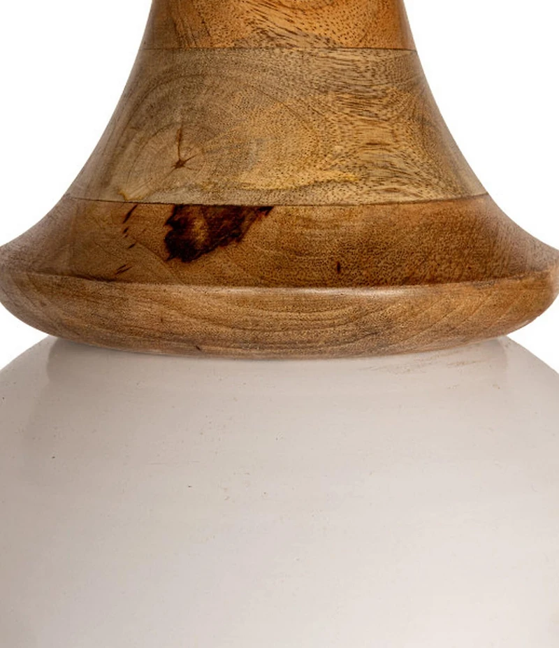 Creative Co Op Mango Wood and Metal Round Pedestal Accent Table