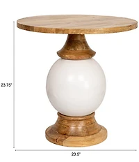 Creative Co Op Mango Wood and Metal Round Pedestal Accent Table