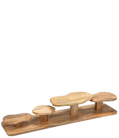 Creative Co Op Mango Wood Serving Board with 4 Attached Pedestals