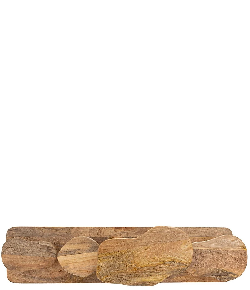 Creative Co Op Mango Wood Serving Board with 4 Attached Pedestals