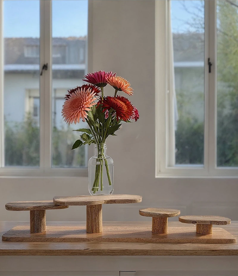 Creative Co Op Mango Wood Serving Board with 4 Attached Pedestals