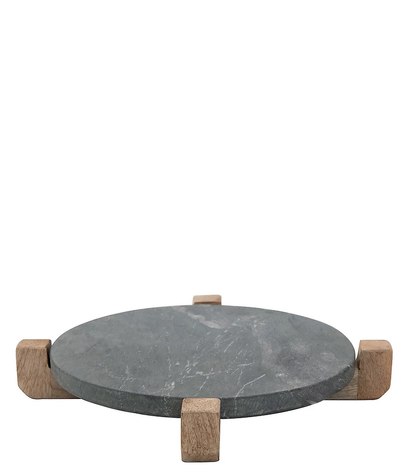 Creative Co Op Marble Serving Board with Mango Wood Stand