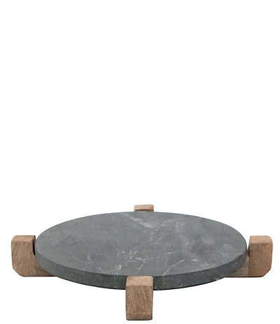 Creative Co Op Marble Serving Board with Mango Wood Stand